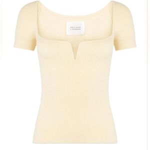 Galvan London Gaia Ribbed Knit Cream Top Soft Stretch Blend Size LG